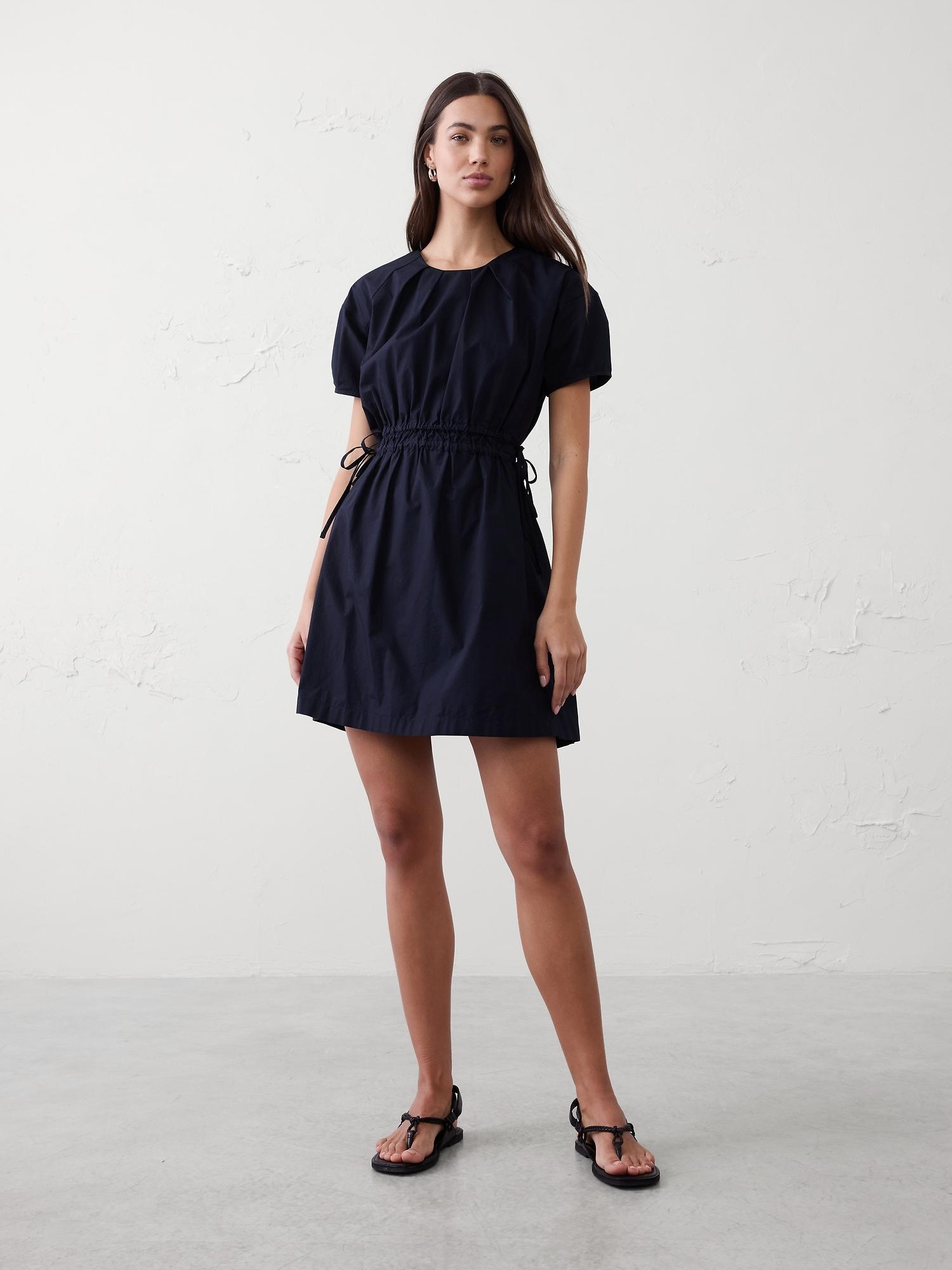 poplin pleated mini dress