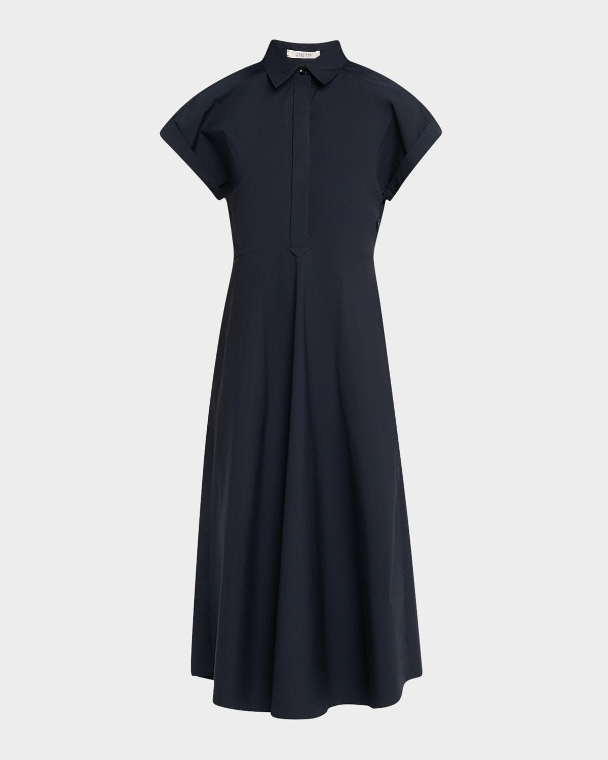 poplin power short-sleeve midi shirtdress