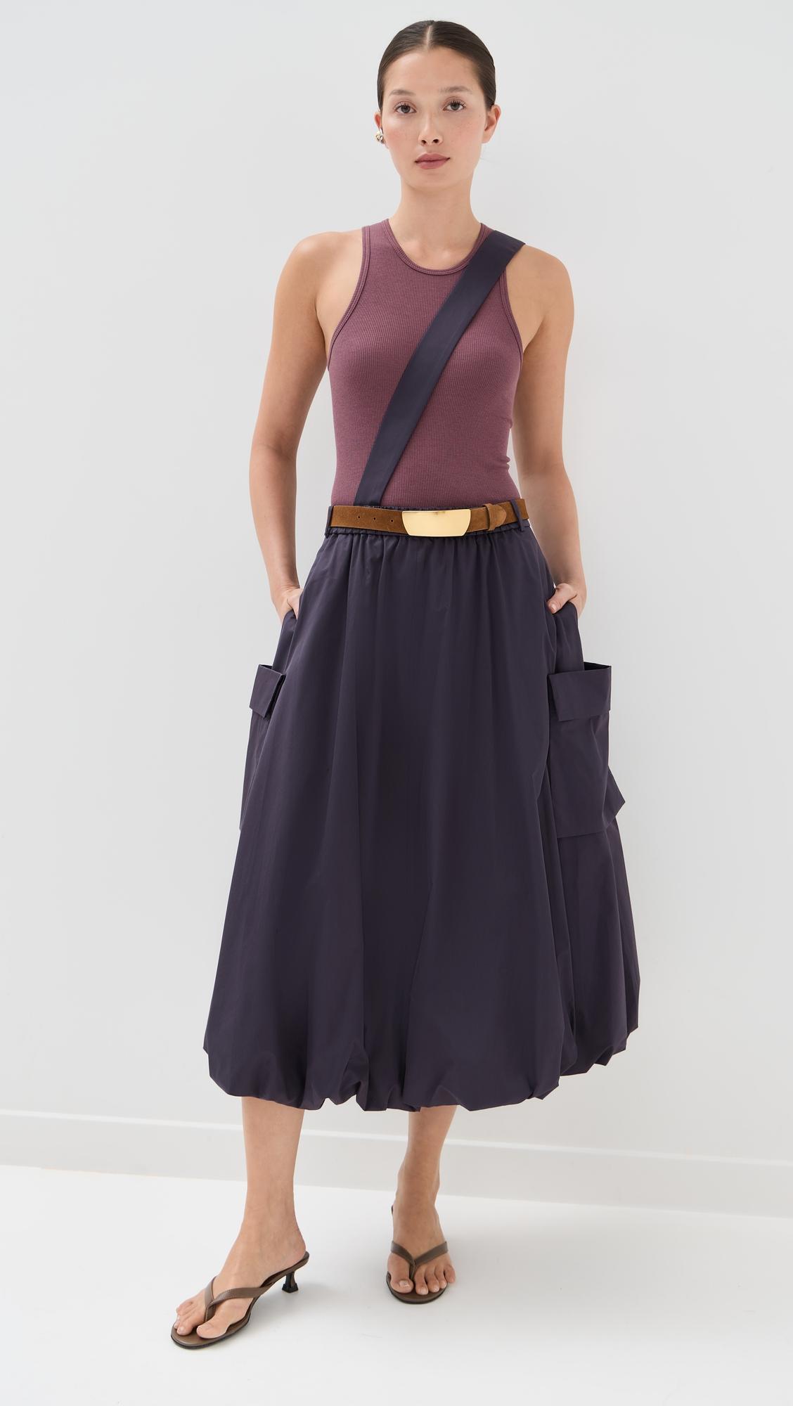 poplin pull on bubble skirt