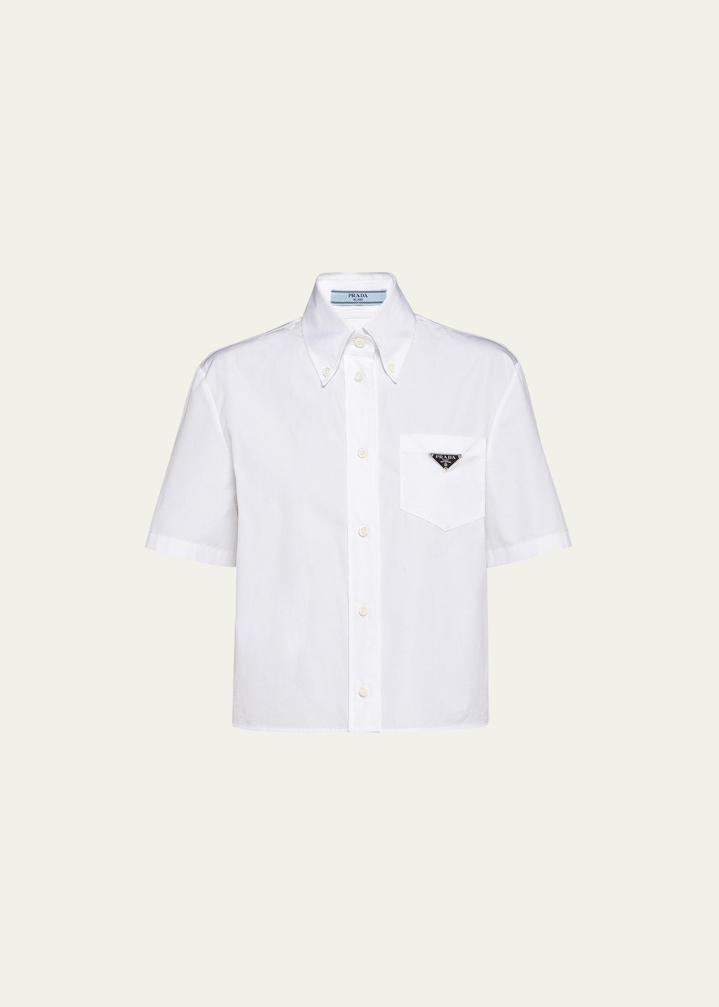 poplin short-sleeve blouse