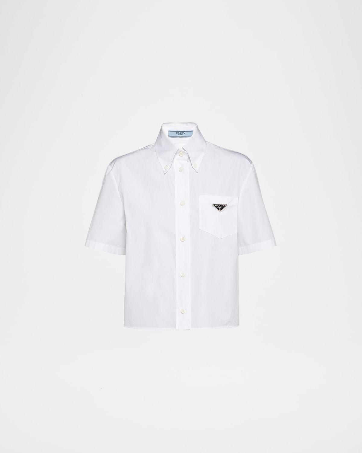 poplin short-sleeve blouse