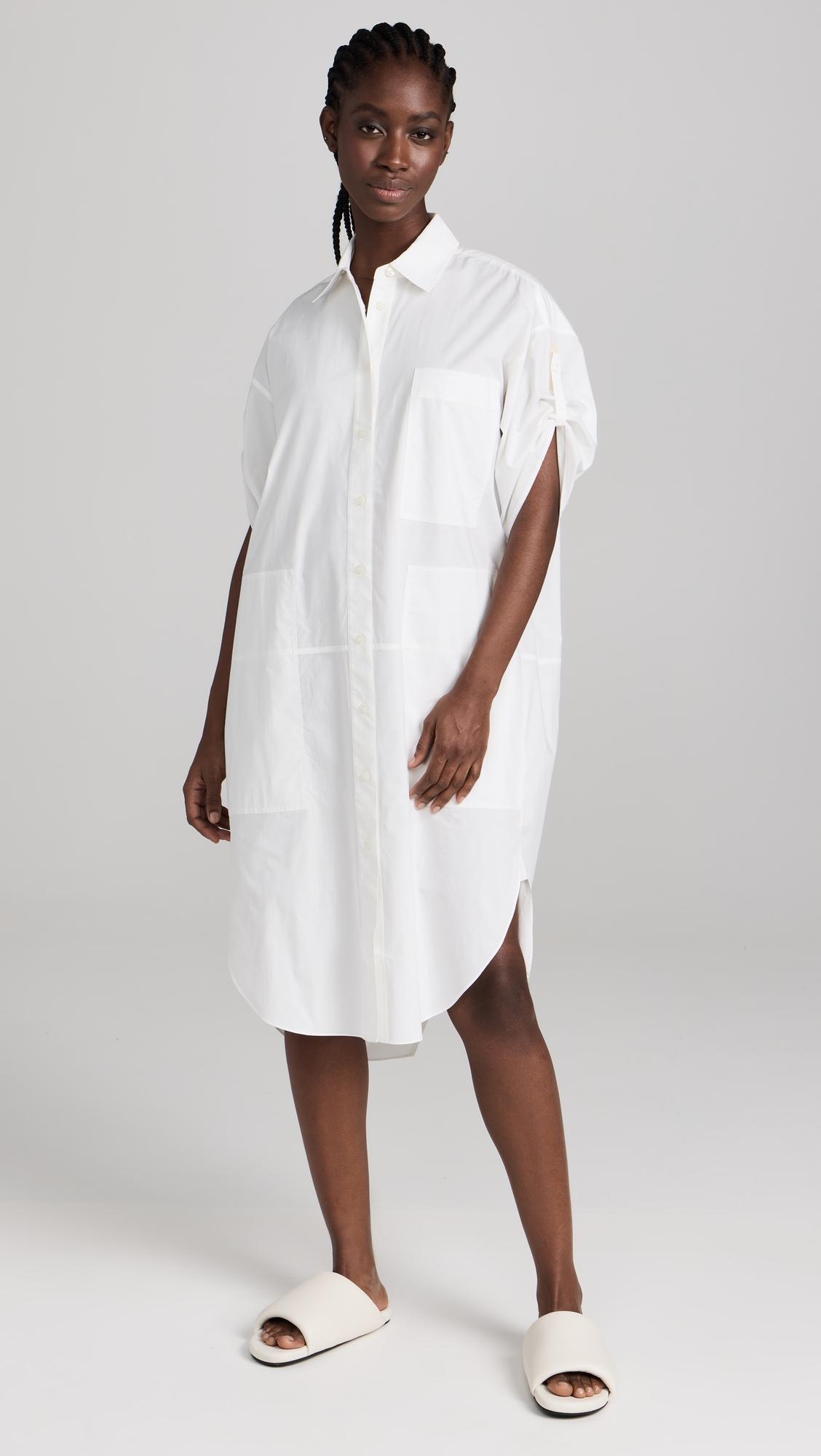 poplin short sleeve shirt dress