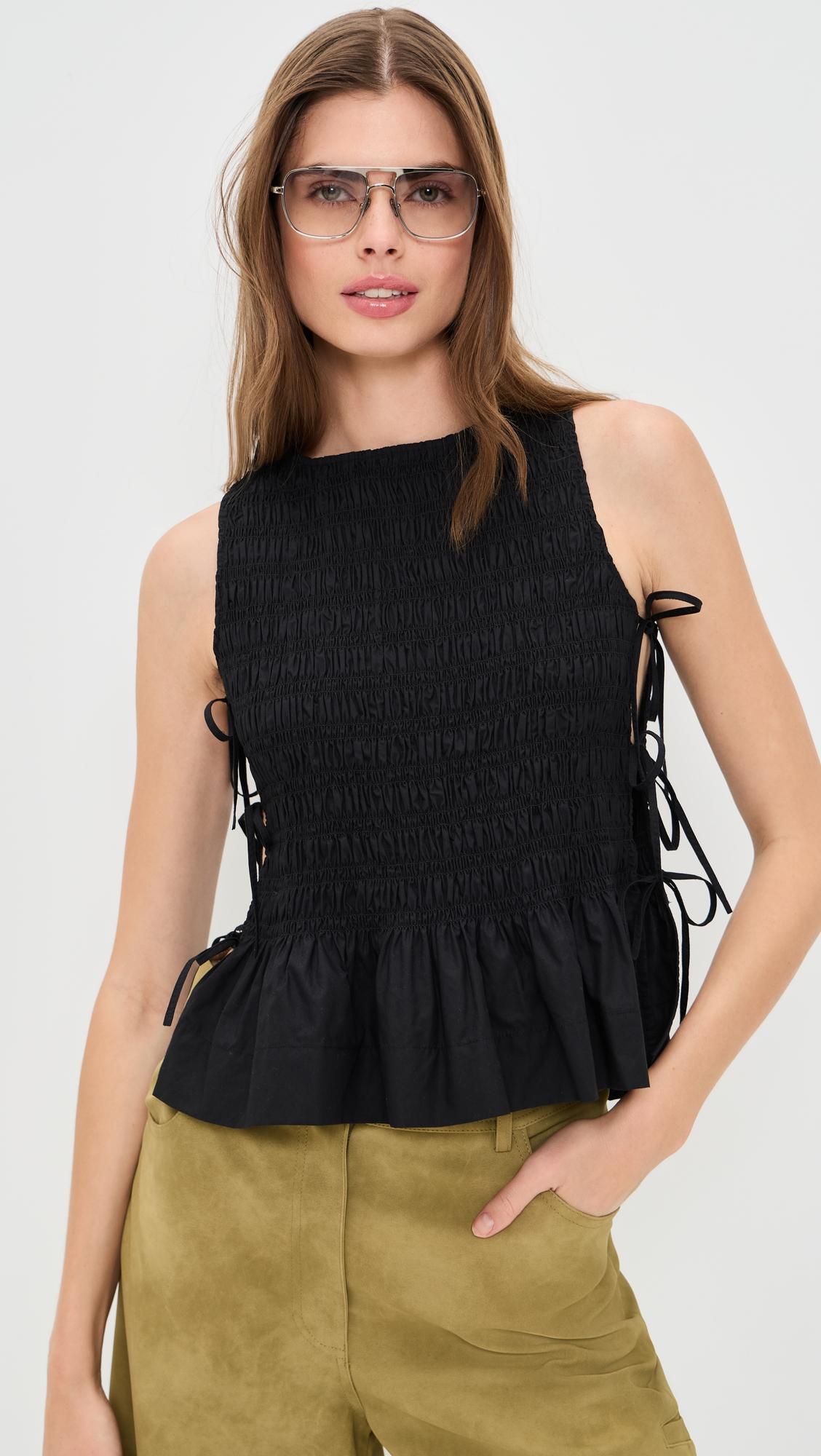 poplin smock tie top