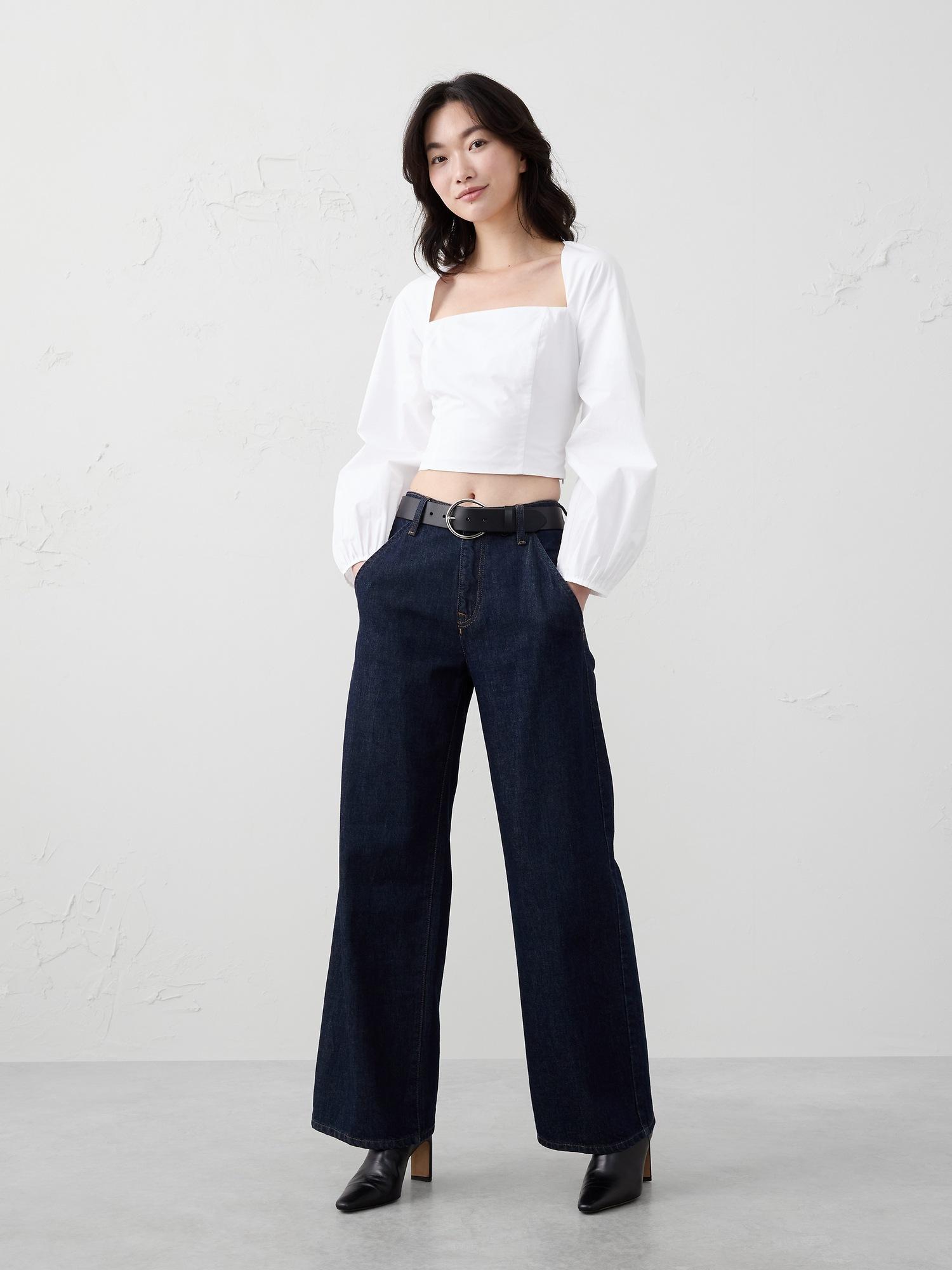 poplin square-neck top