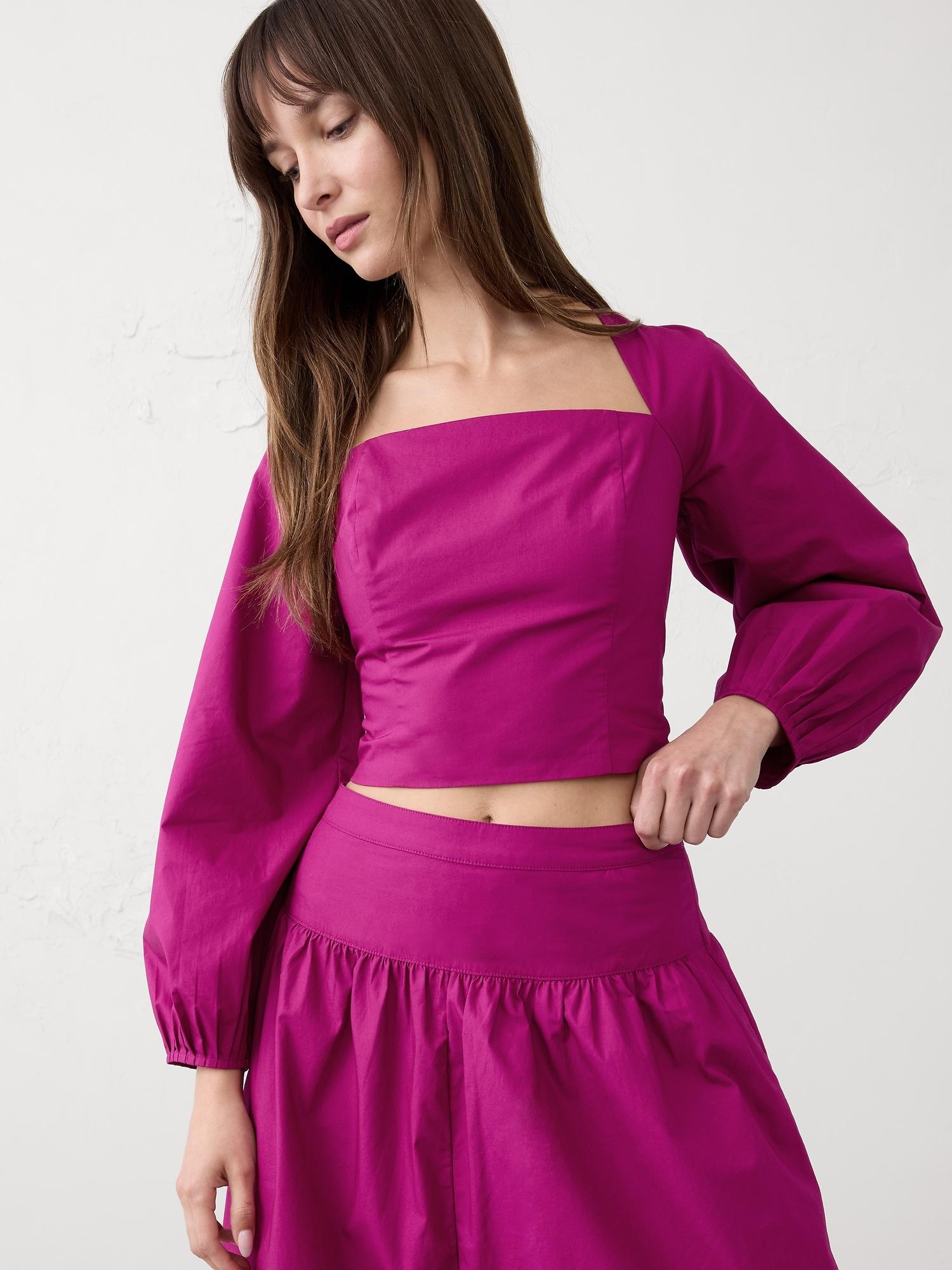 poplin square-neck top