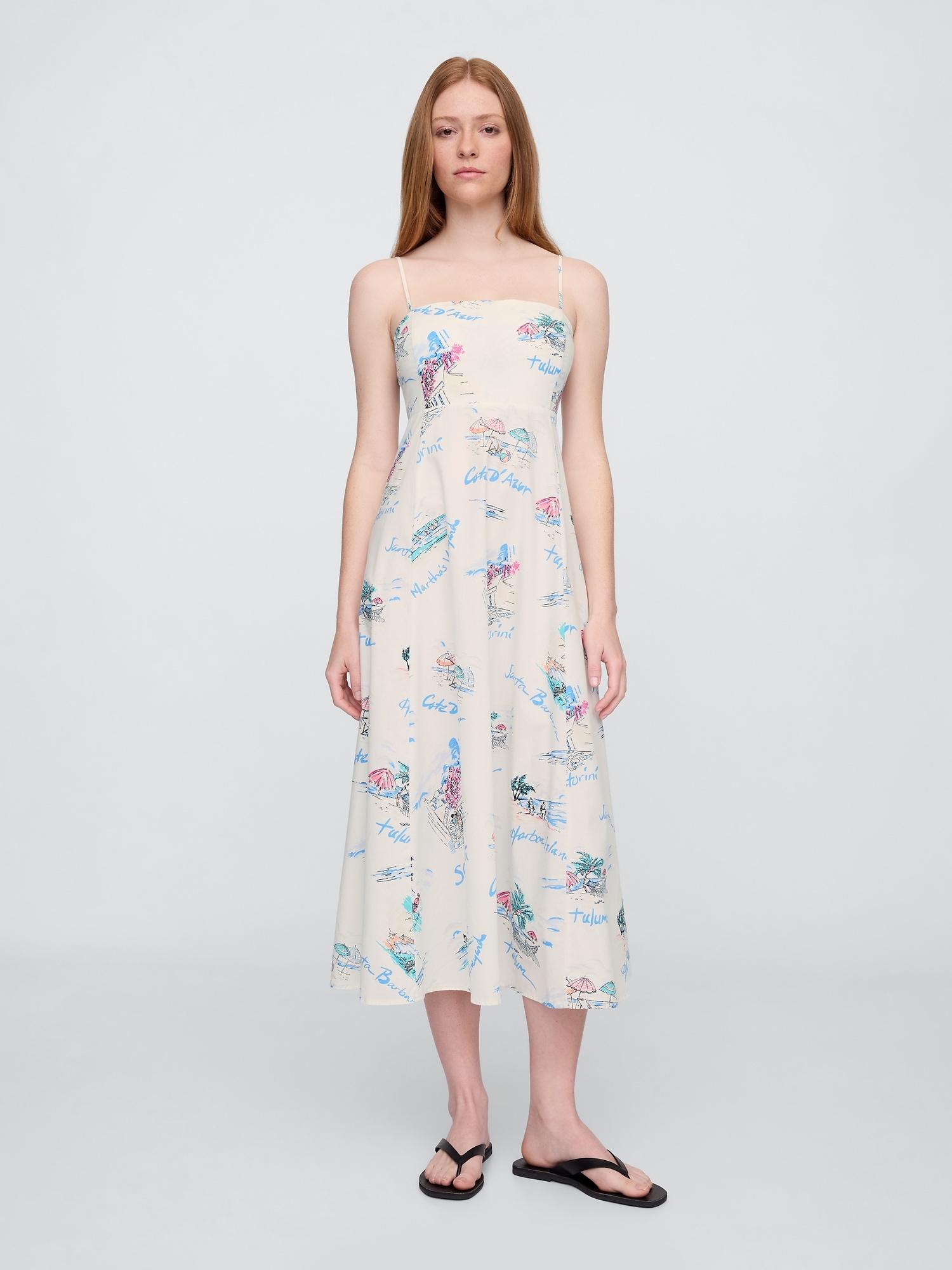 poplin squareneck maxi dress