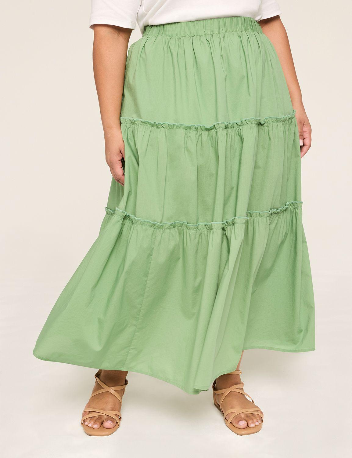 poplin tiered maxi skirt