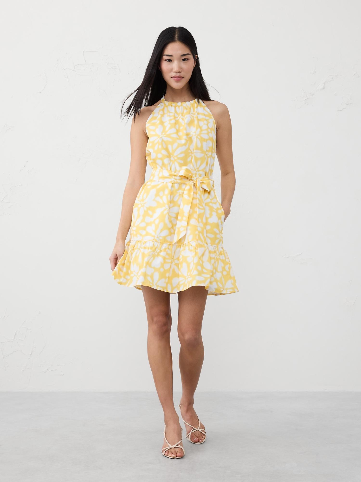 poplin tiered mini dress