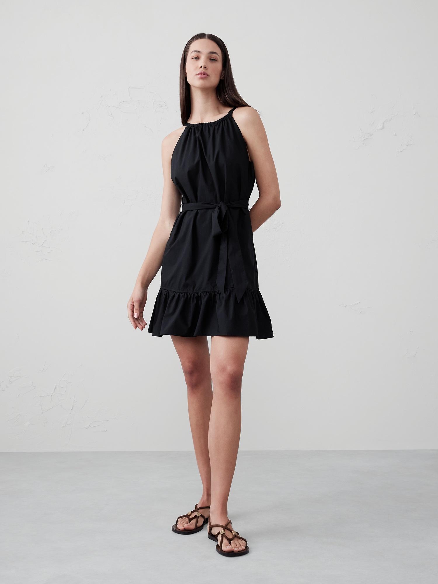 poplin tiered mini dress