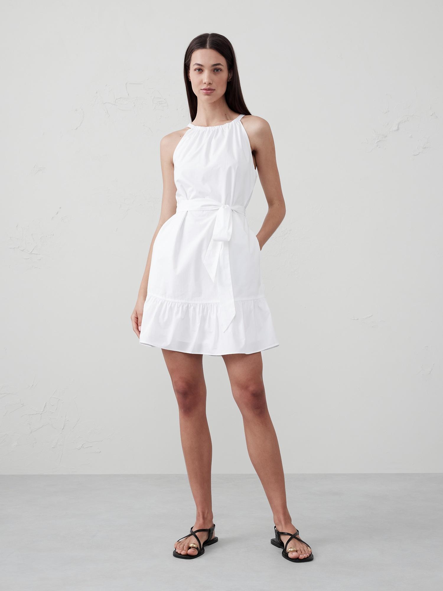 poplin tiered mini dress