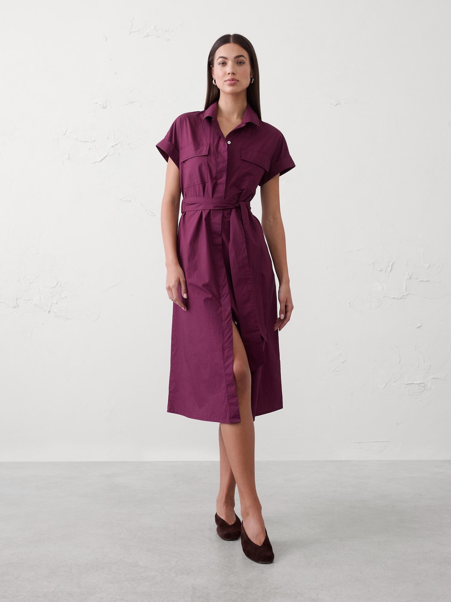 poplin utility midi shirtdress