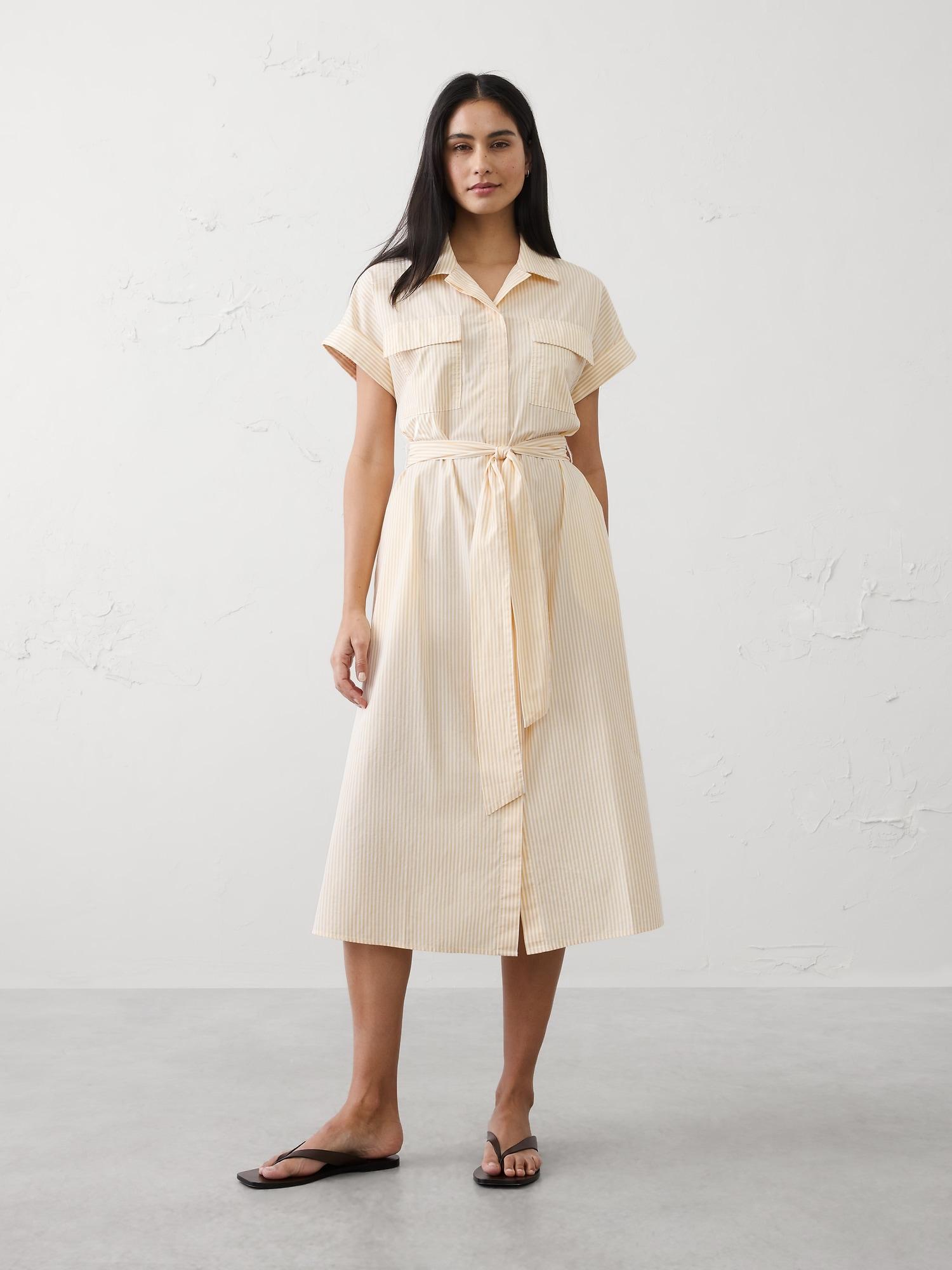 poplin utility midi shirtdress