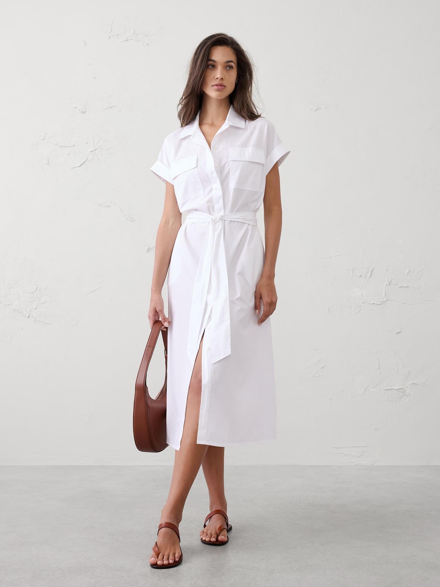 poplin utility midi shirtdress