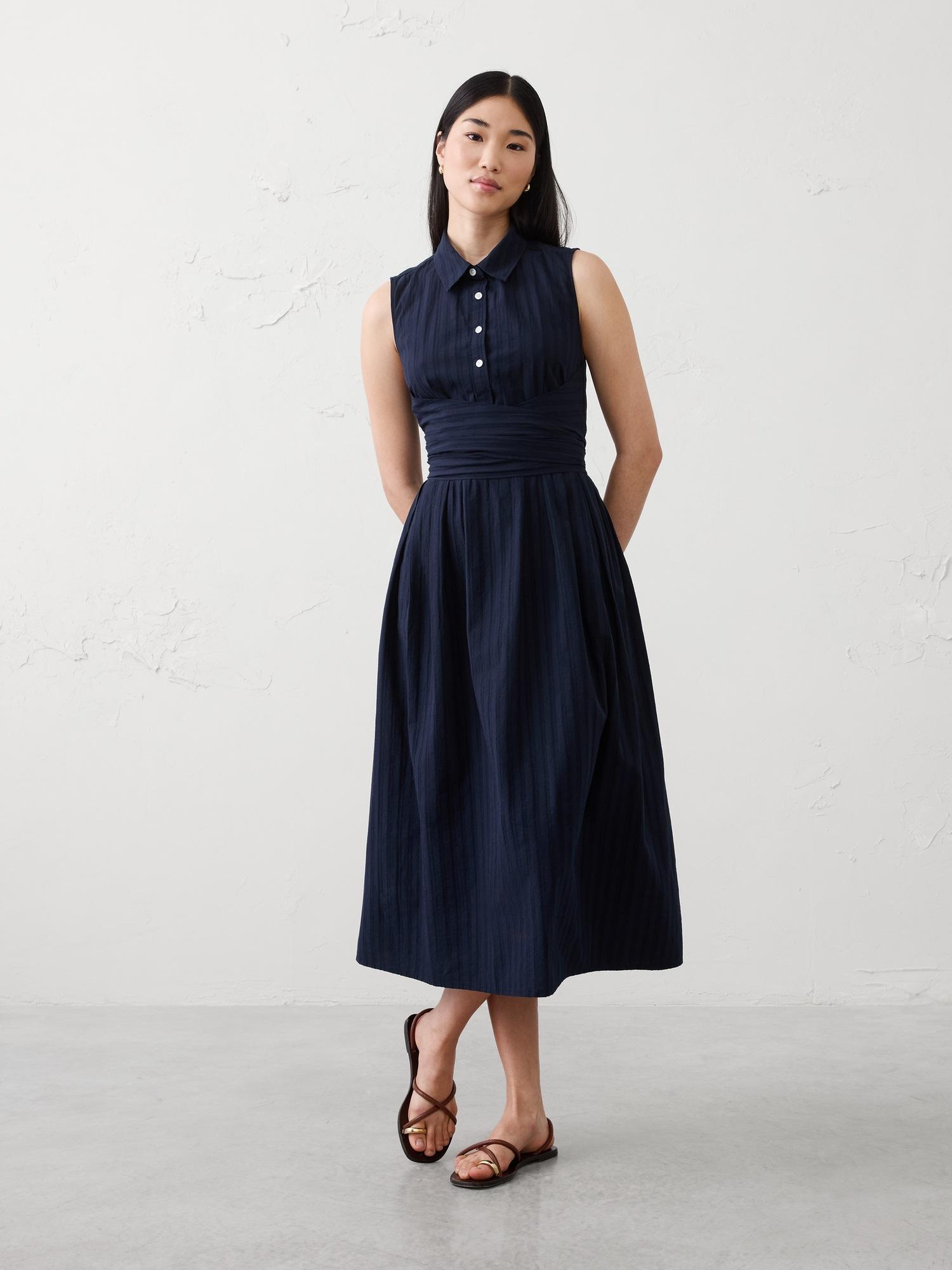 poplin wrapped midi shirtdress