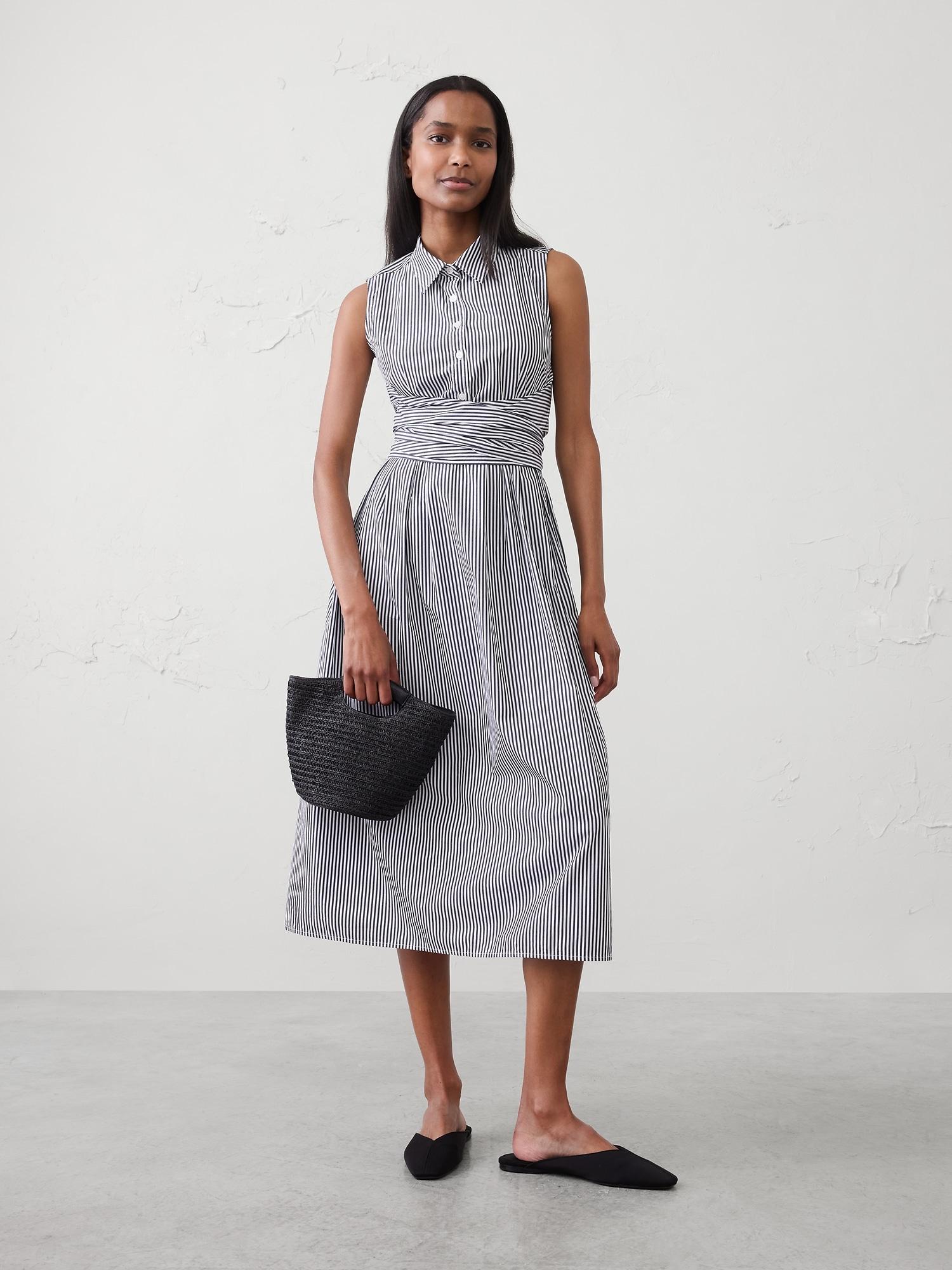 poplin wrapped midi shirtdress