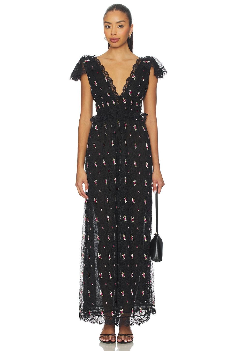 poppy pleated lace maxi dress