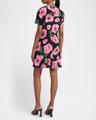 poppy-print short-sleeve ruffle mini dress