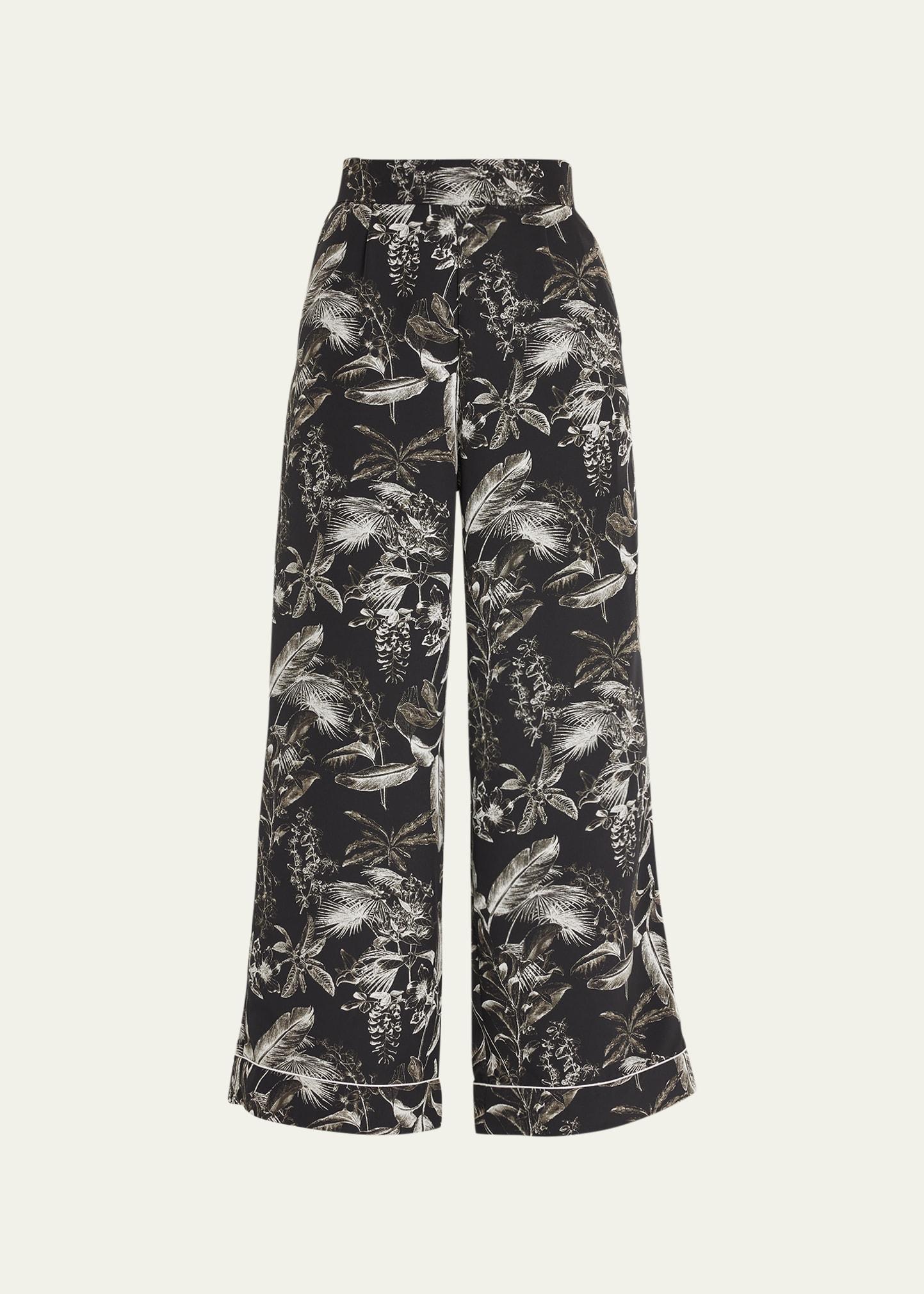 porcelain floral print flare pajama trousers