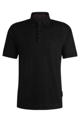porsche x boss mercerized-cotton polo shirt with logo detail- black men's polo shirts