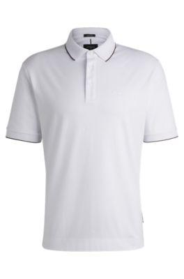 porsche x boss mercerized-cotton polo shirt with logo detail- white men's polo shirts