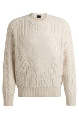 porsche x boss wool sweater with special branding- white men's sweaters
