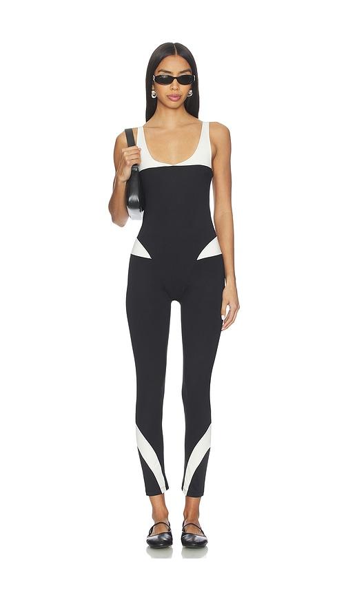port de bras gigi unitard in black,white.
