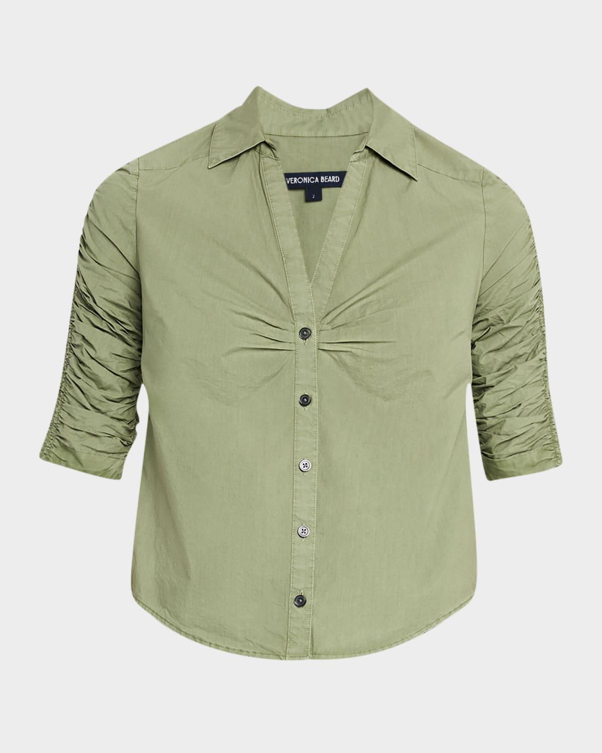 porta ruched-sleeve button-front shirt