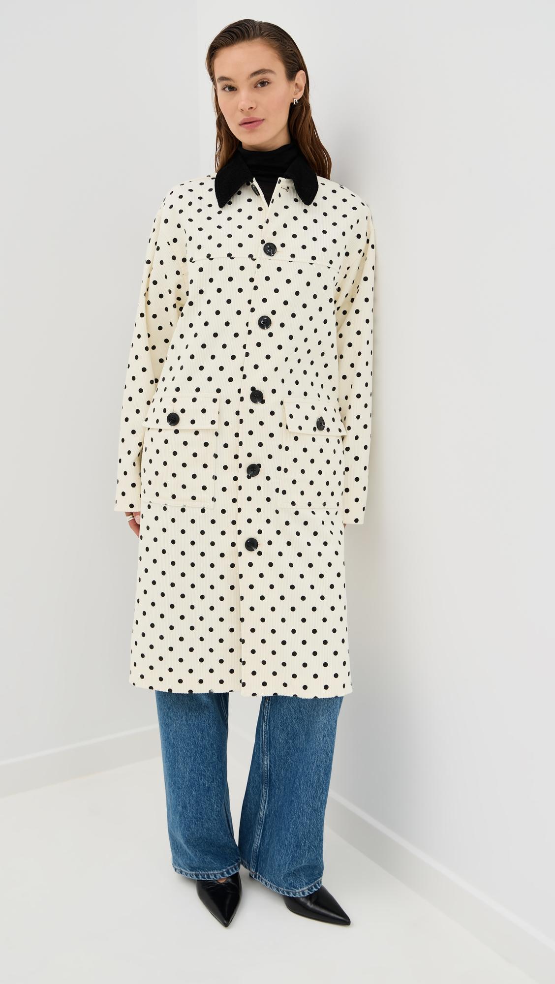 porter polka-dot corduroy coat