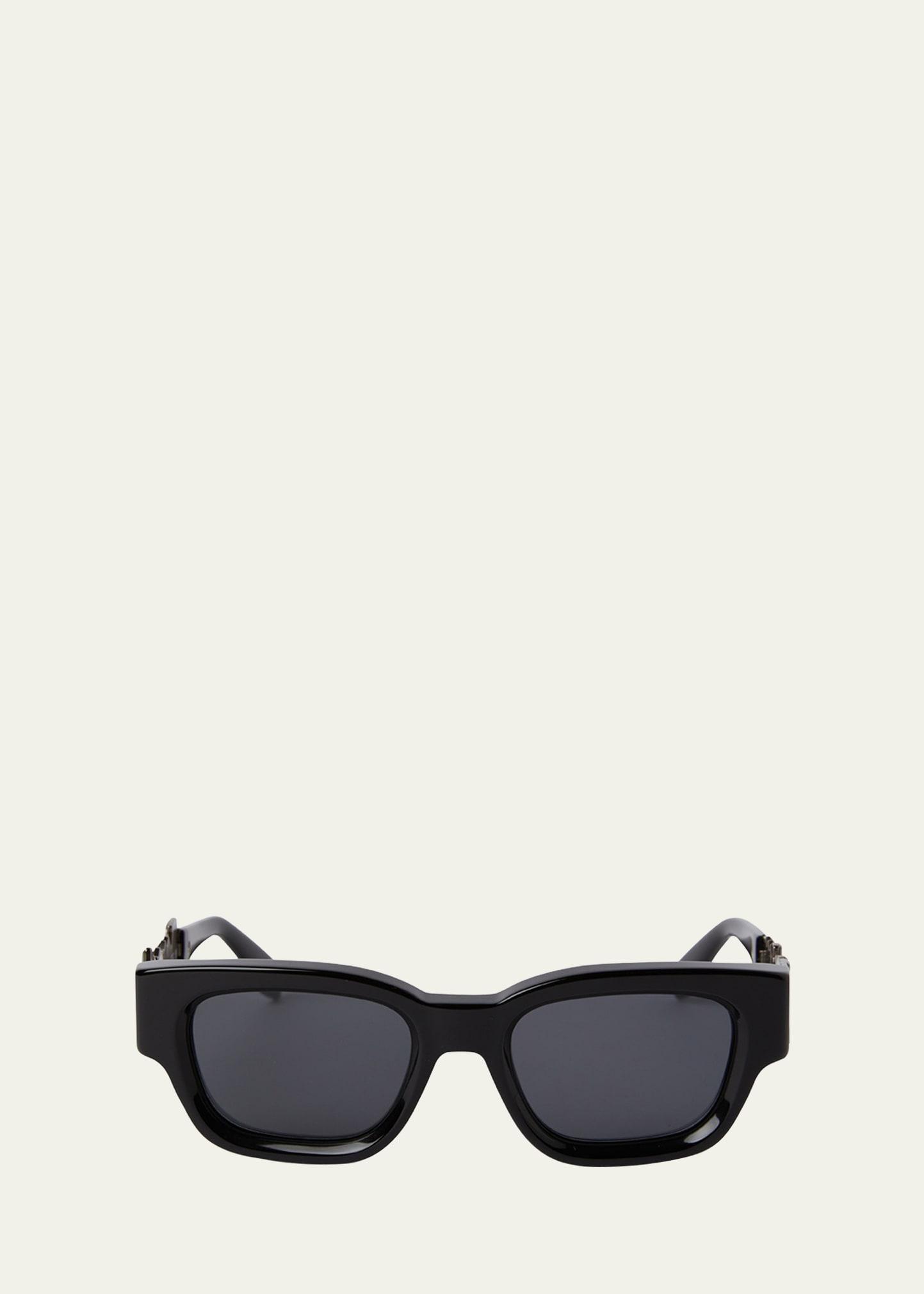 posey black acetate & metal square sunglasses