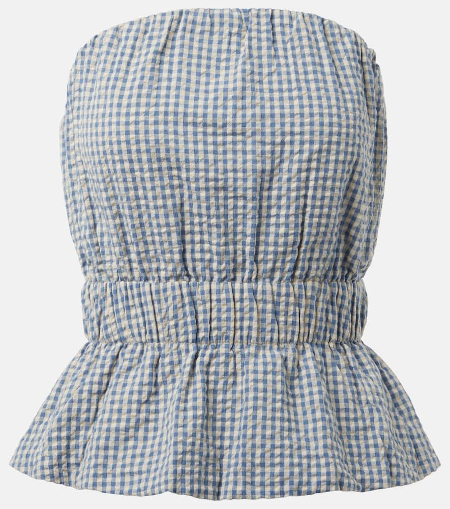 posse aurelia gingham strapless cotton top
