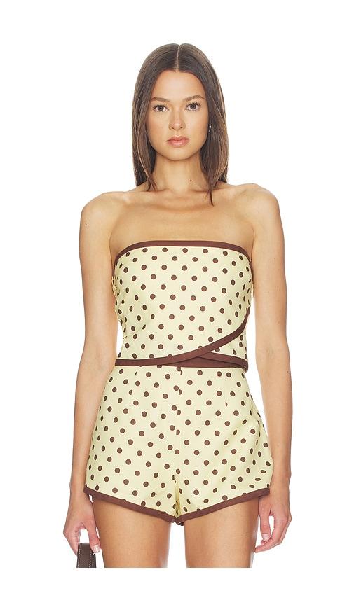 posse bowie strapless top in yellow,brown.