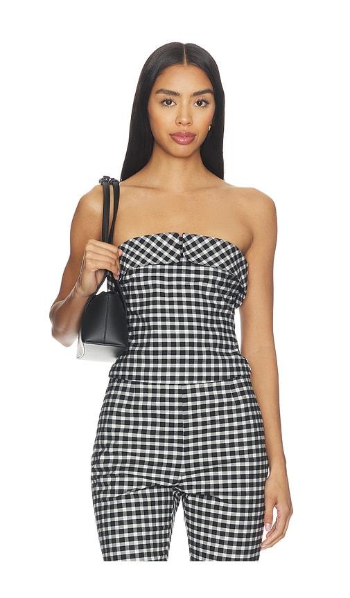 posse chiara strapless top in black,white.