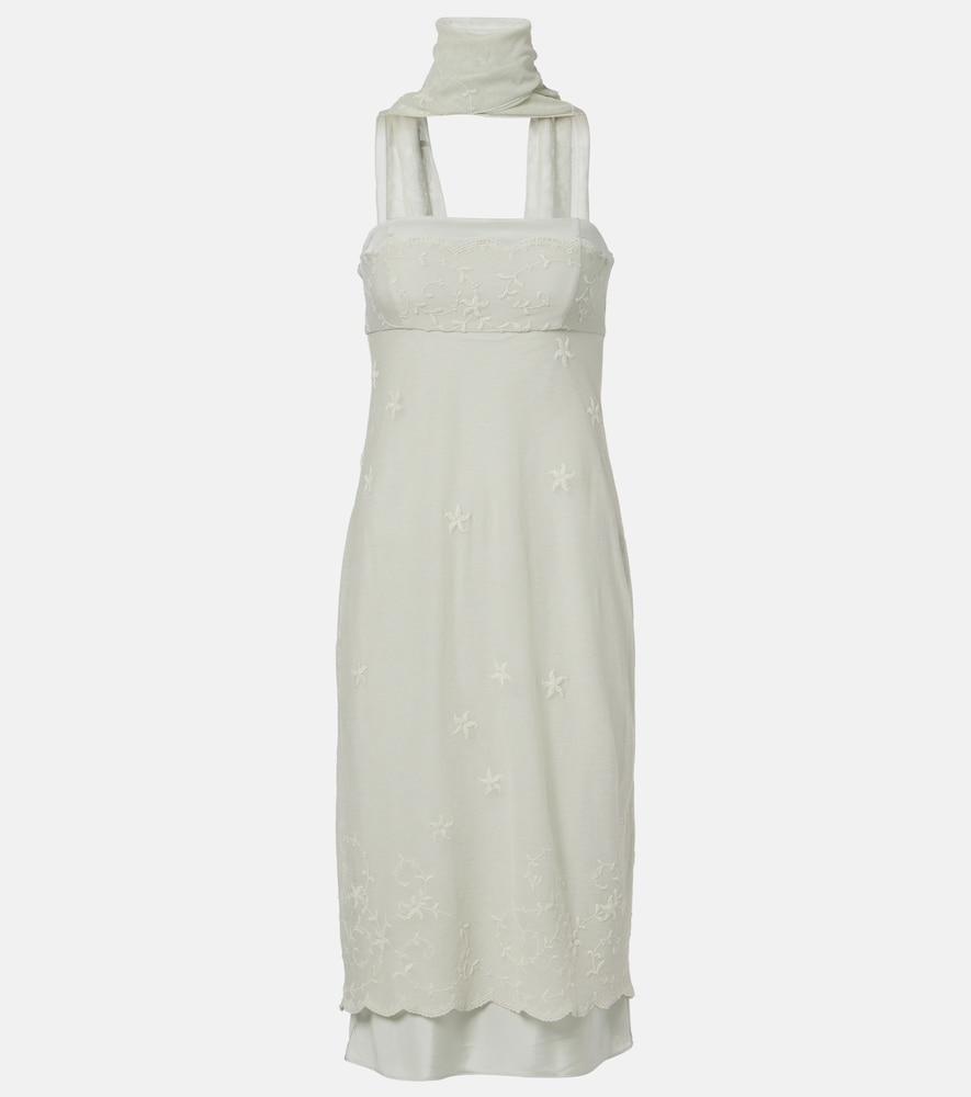 posse cove embroidered midi dress