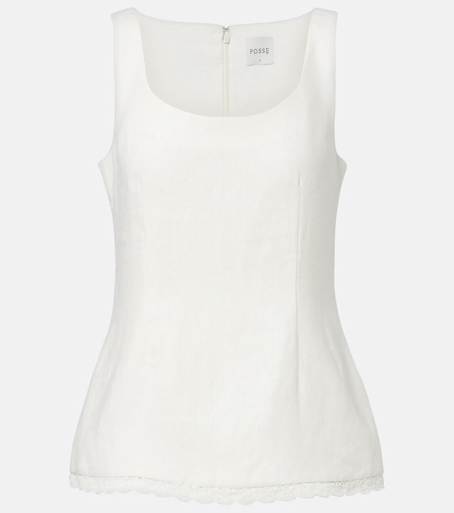 posse effi scalloped linen tank top