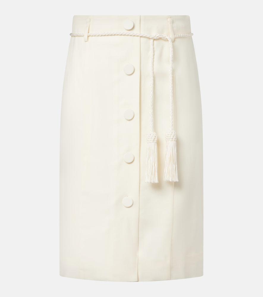 posse elspeth belted wool midi skirt
