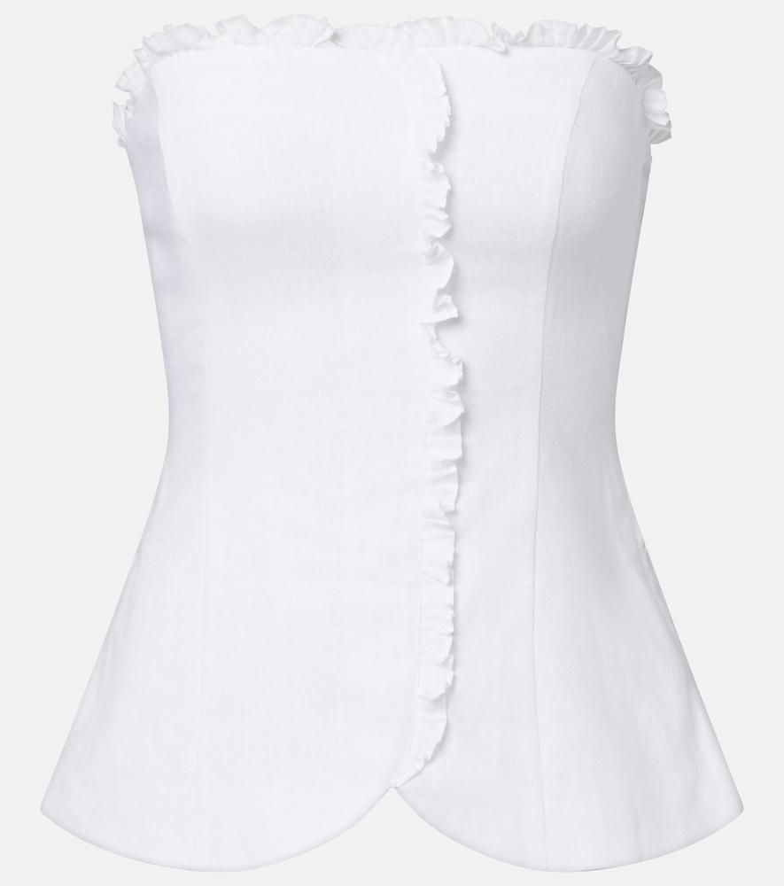 posse florence ruffled linen top