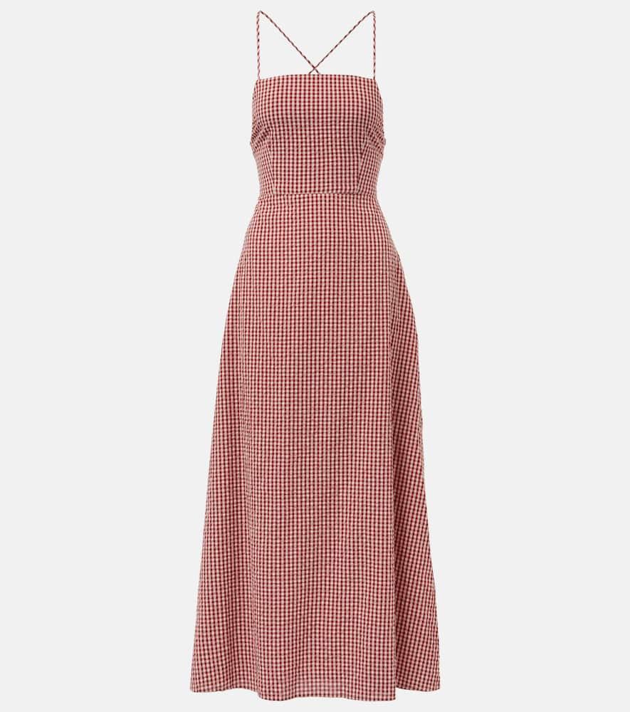posse lori gingham cotton maxi dress