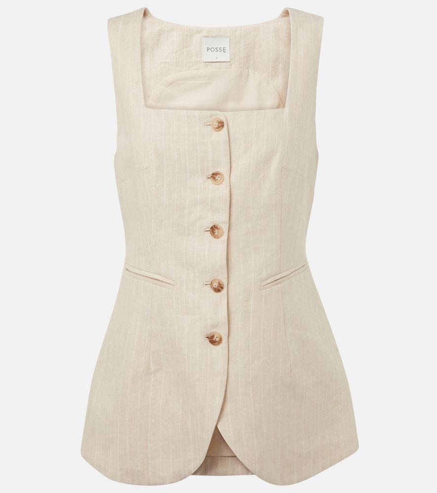 posse lucille pinstripe linen vest