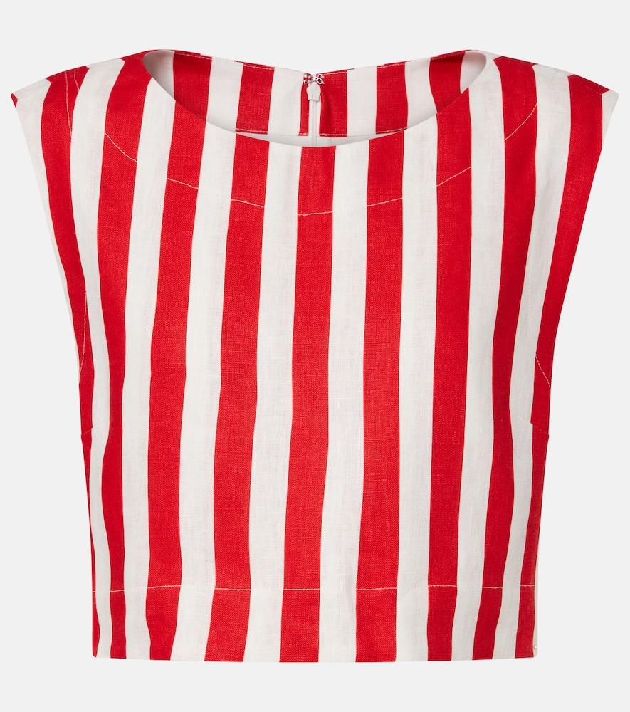 posse martina striped linen crop top