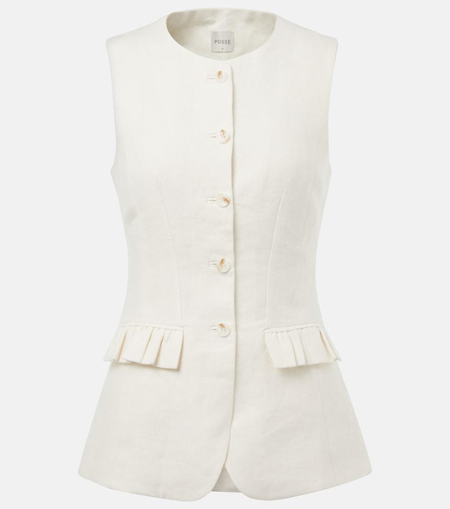 posse matilda ruffled linen vest