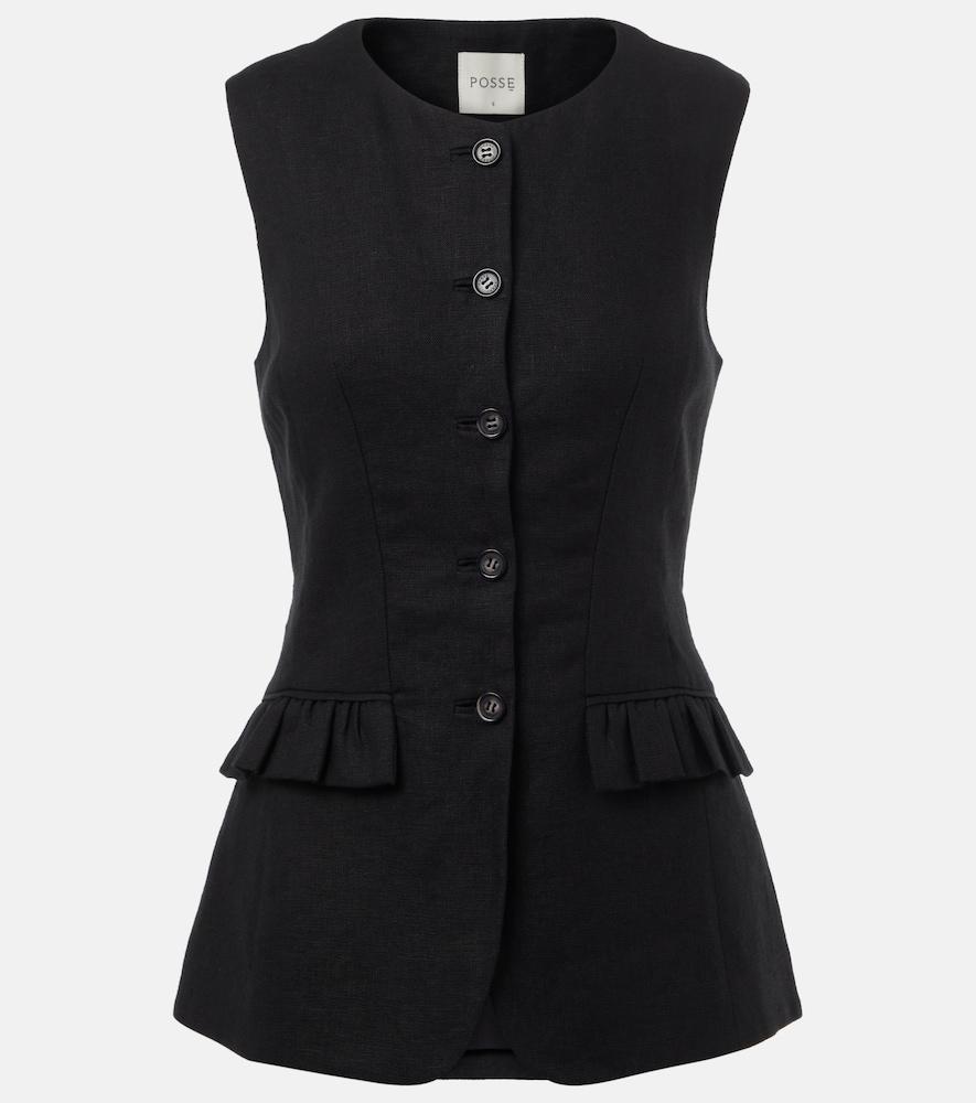 posse matilda ruffled linen vest