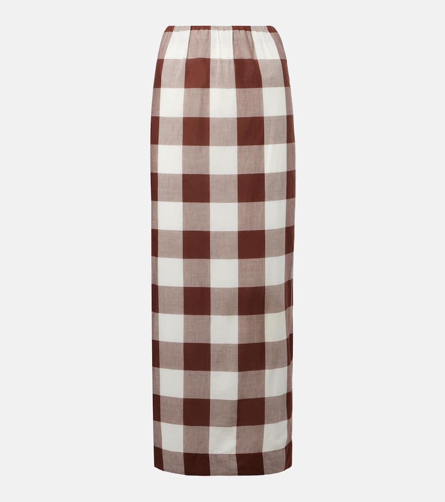 posse mira gingham cotton maxi skirt