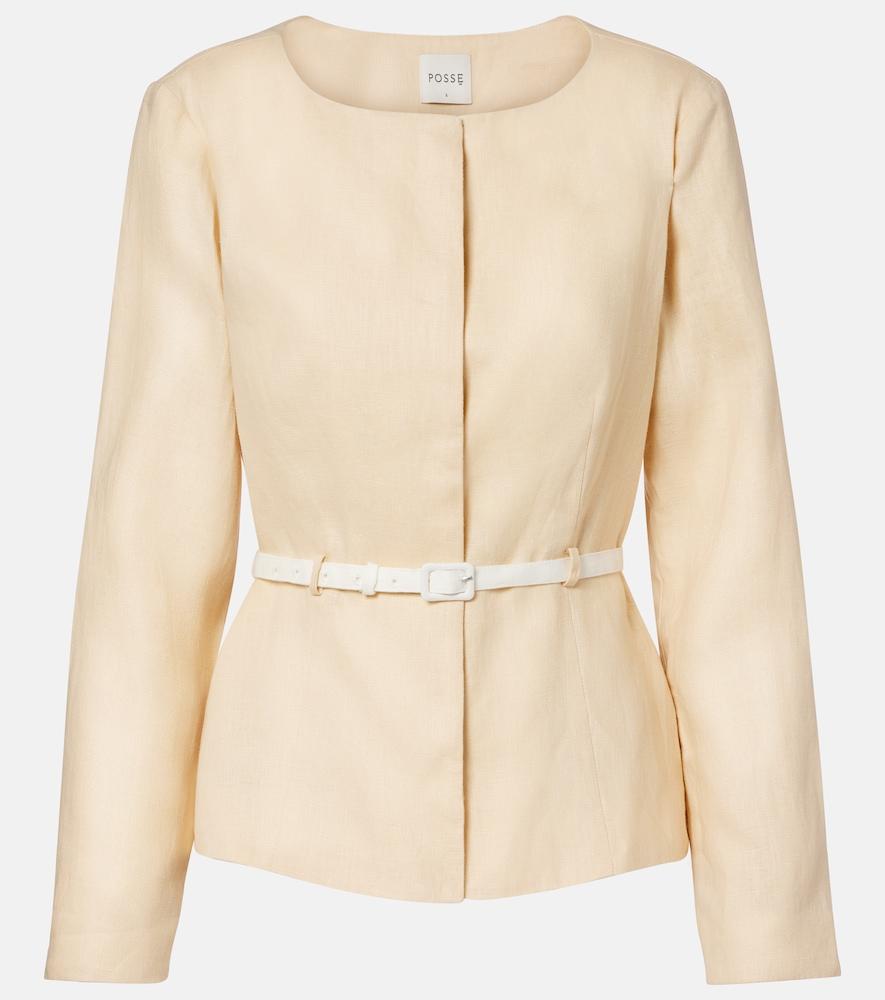 posse pamela belted linen jacket