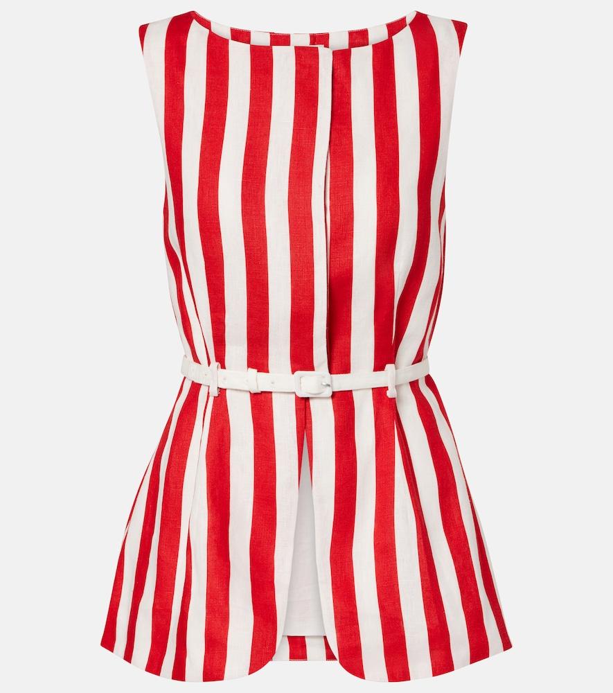 posse pamela belted striped linen vest