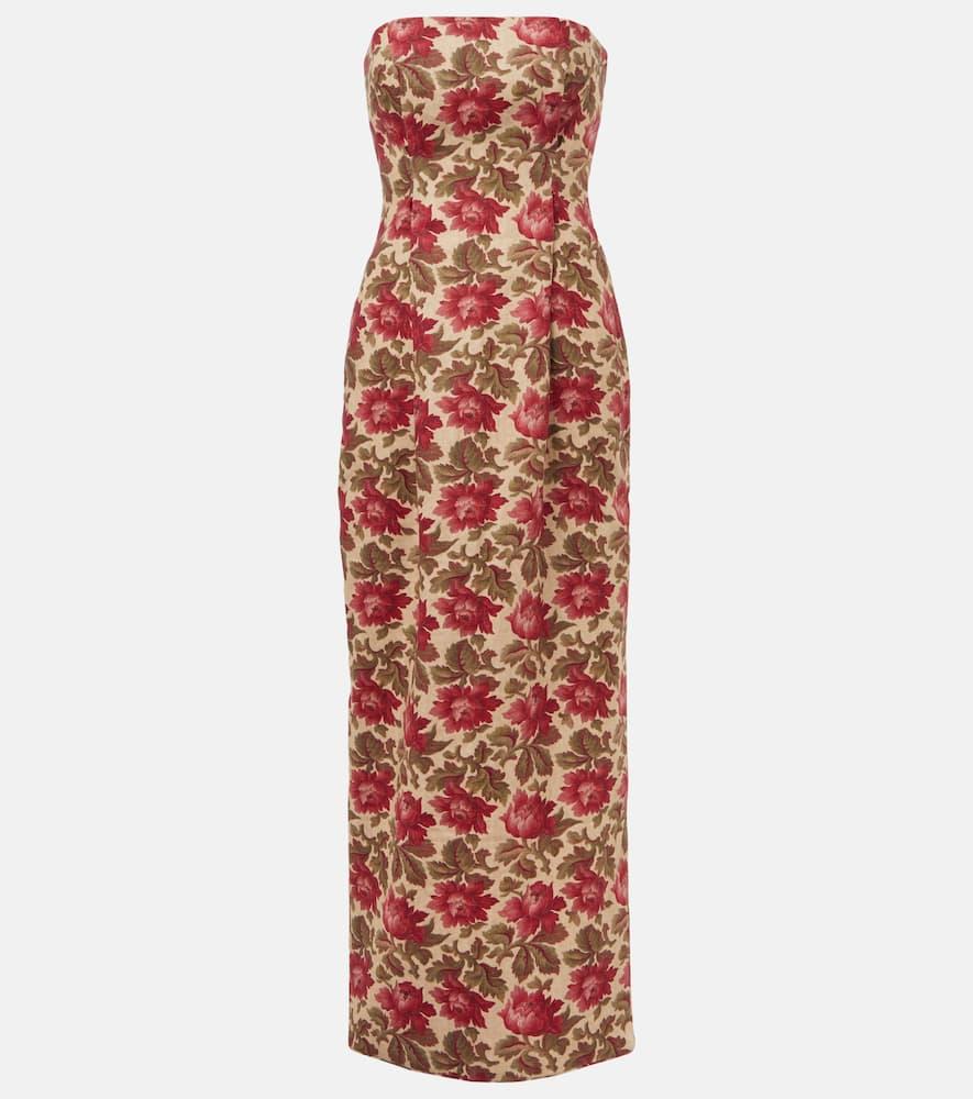 posse rosalie floral linen bustier dress