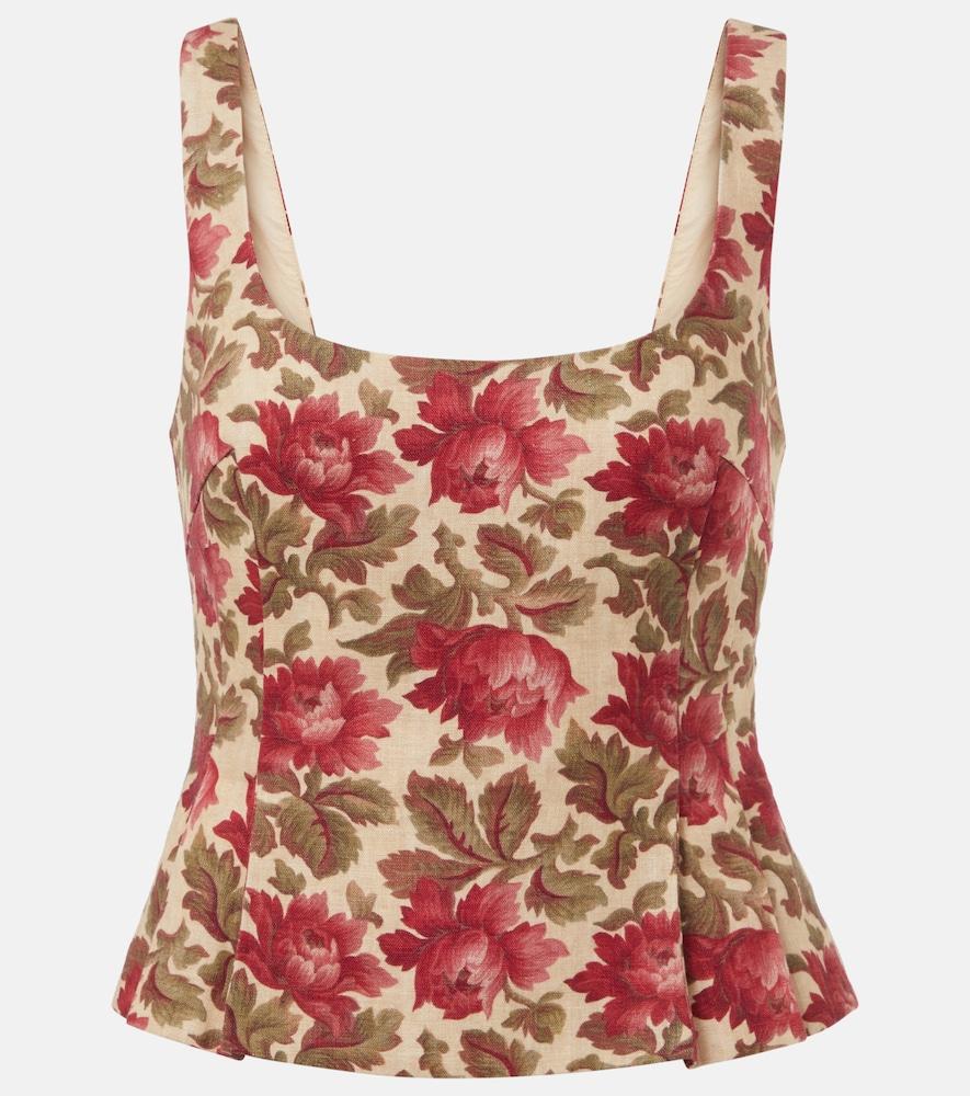 posse rosalie floral linen top