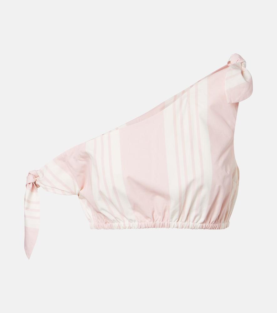 posse rosie asymmetric striped cotton crop top