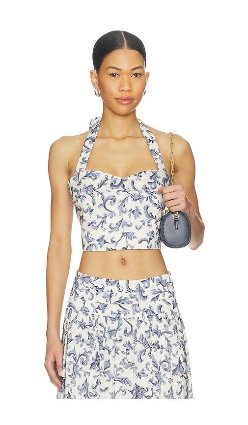posse rue halter top in slate,white.