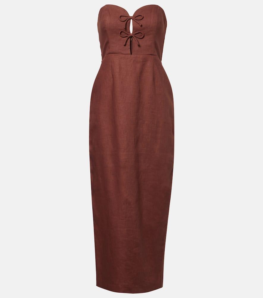 posse sabine linen midi dress