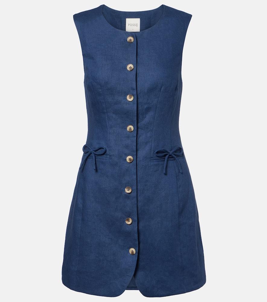 posse sabine linen mini dress